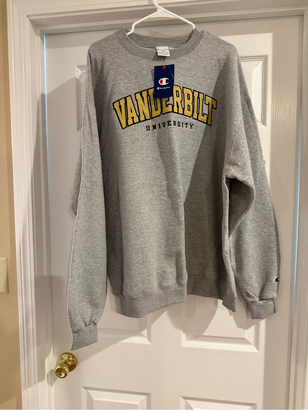 Champion Gray Vanderbilt University Crewneck Sweatshirt with Yellow Logo